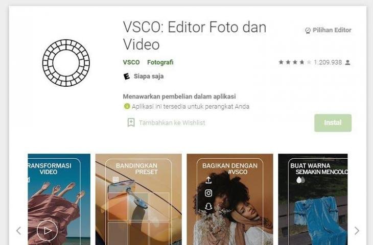 Aplikasi Edit Foto VSCO